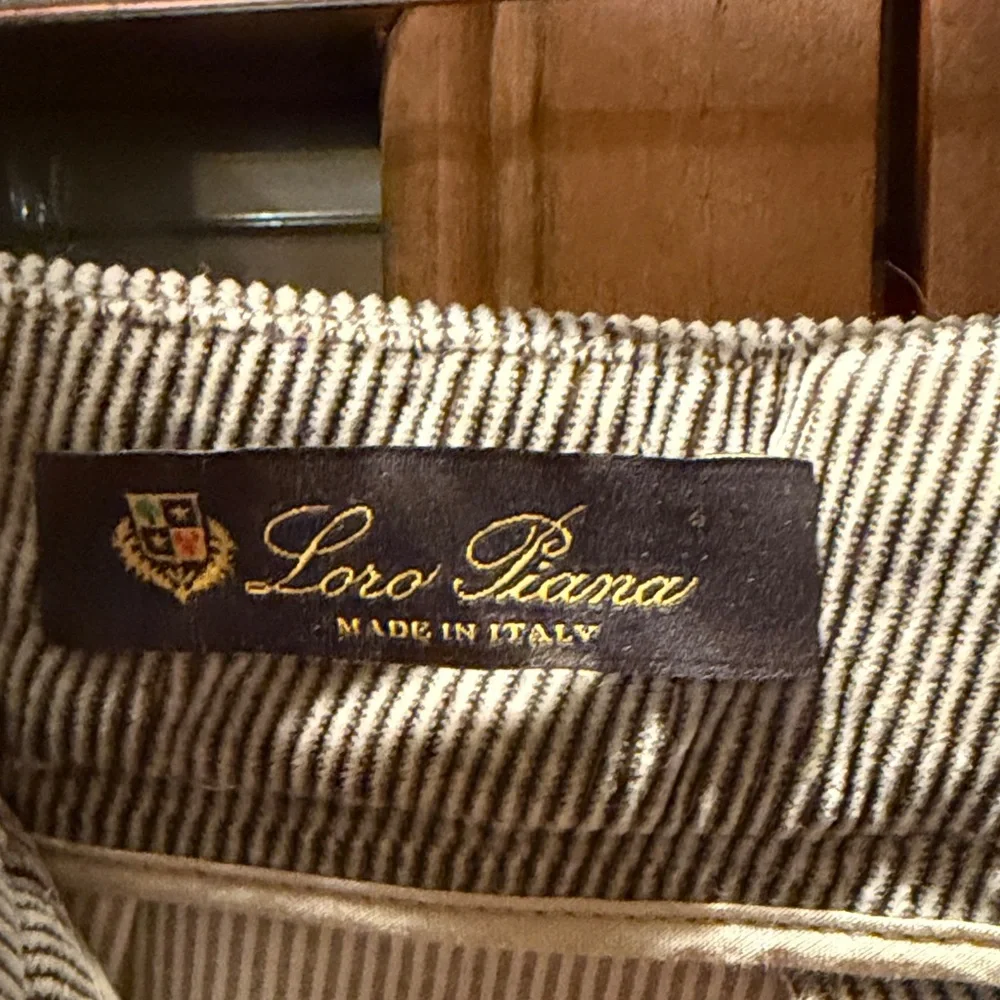 Elegant Women's brushes cotton pin strip Gray Pants - Picture 3 of 8